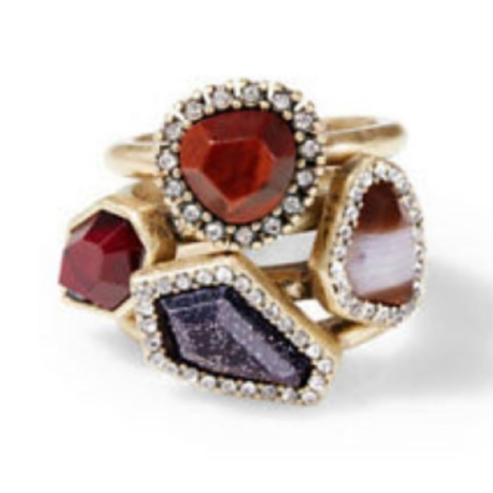 Chloe + Isabel Rebel Set of 4 Crystal Stackable Rings - R106